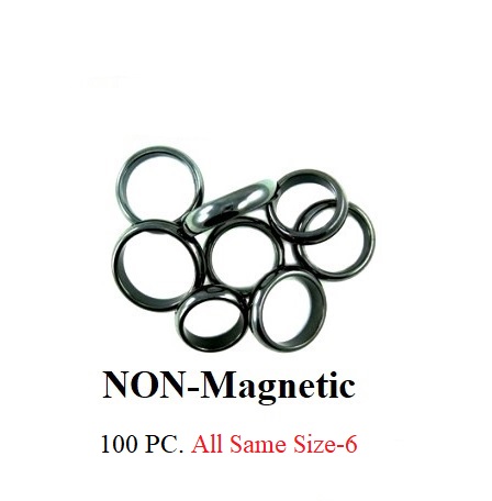 100 PC. All Same Size-6 6mm Hematite Rings Smooth Dome Top (Non-Magnetic) #HRG100-s6