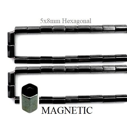 10 Strands 16" 5x8mm Hexagonal Magnetic Beads #MB-5x8