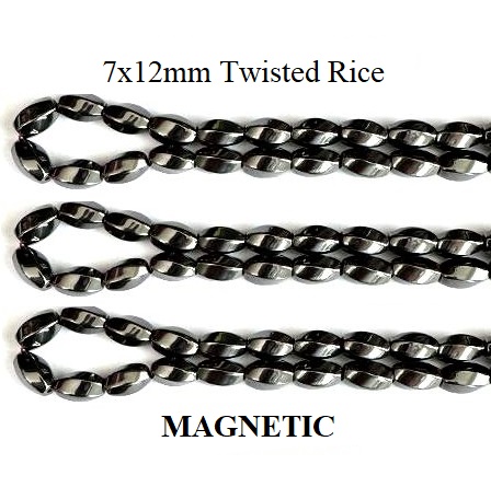 10 Strands 16" 6x12mm Twisted Rice Oval Magnetic Beads MB-TR7x12