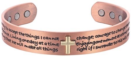 Cross Solid Copper Cuff Magnetic Therapy Bangle Bracelet #MBG001