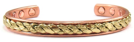 Golden Center Solid Copper Cuff Magnetic Therapy Bangle Bracelet #MBG019