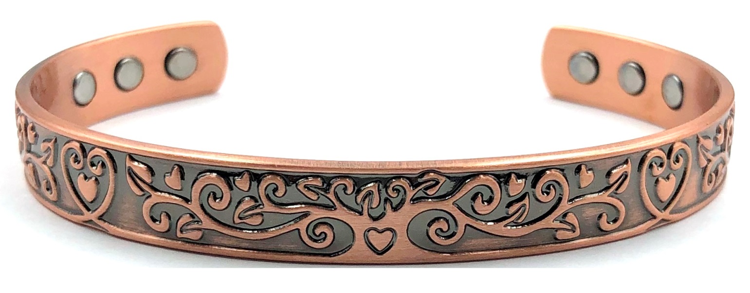 Tree of Life with Heart Pure Copper Magnetic Bangle #MBG232