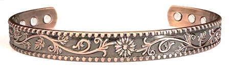 Sun Rose Solid Copper Cuff Magnetic Bangle Bracelet #MBG236
