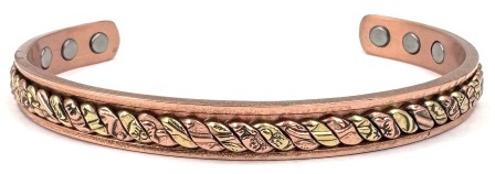 Two Color Solid Copper Cuff Magnetic Bangle Bracelet #MBG564