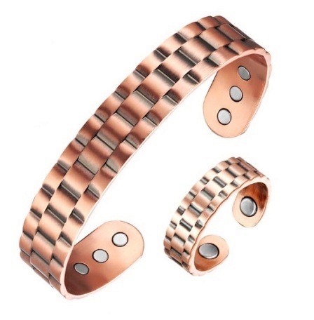 Rolling Magnetic Therapy Copper Bangle/Ring Set #MBGR-225