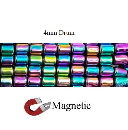 10 Strands 4mm Drum Rainbow Magnetic Beads #MBR-D4