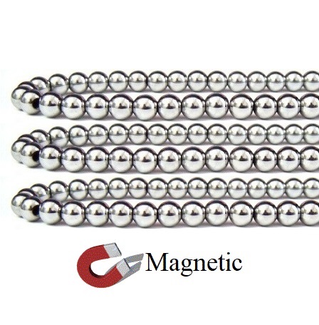 1 Strand 6mm Round Silver Magnetic Hematite Beads AAA Quality #MBSR6