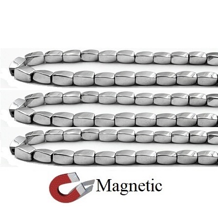 1 Strand 5x8mm Twisted Silver Color Magnetic Beads AAA Quality #MBS-TW5x8