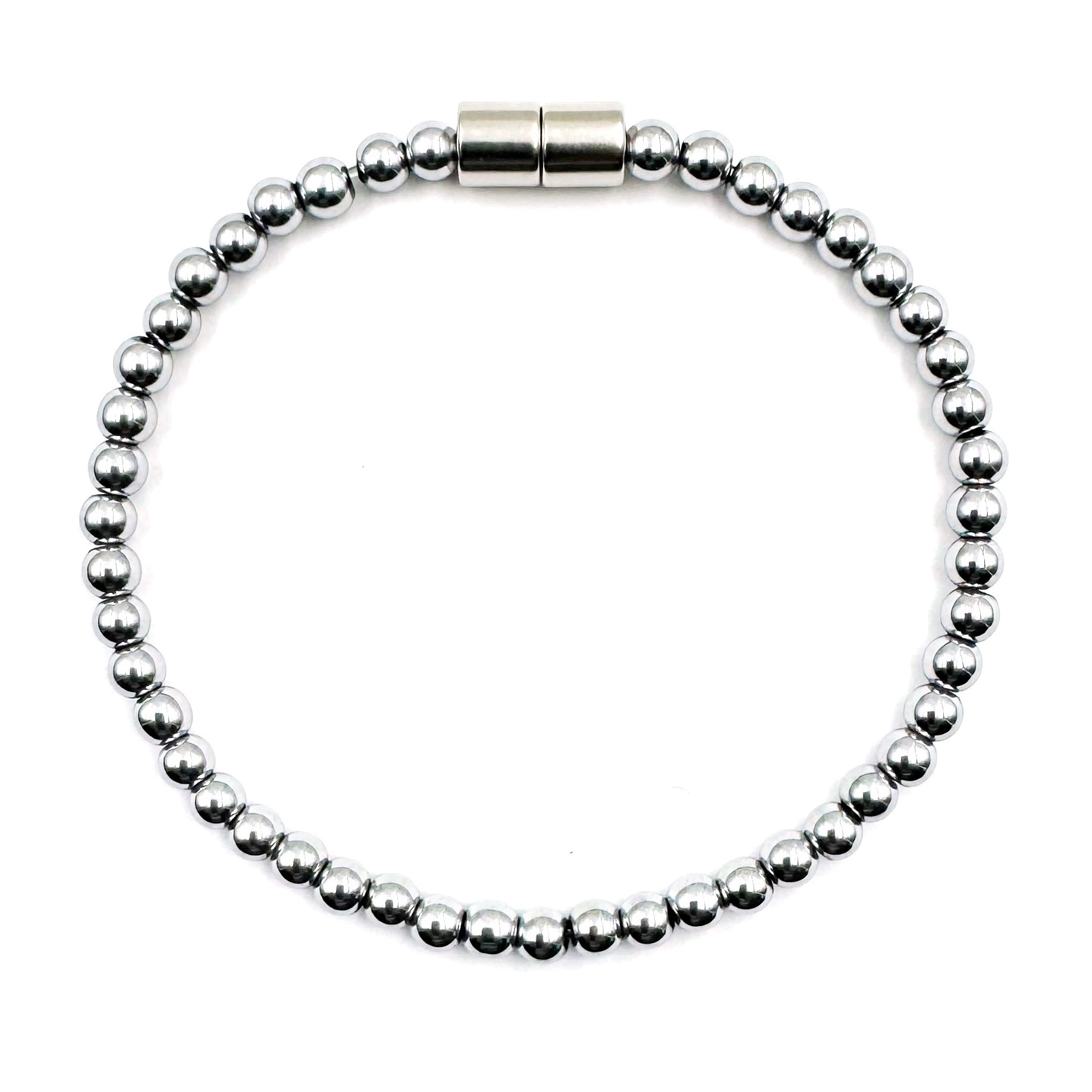 1 PC. 4mm Silver Color All Round Magnetic Bracelet Hematite Bracelet #MHB-00001