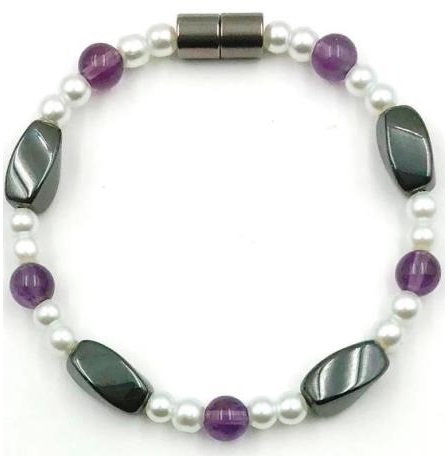 1 PC. Pearl/Amethyst Magnetic Bracelet Hematite Bracelets #MHB-0043AM