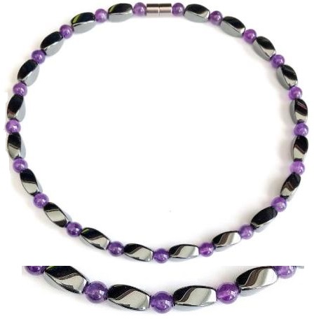 1 PC. Amethyst Magnetic Necklace Hematite Magnetic Necklace #MN-0002