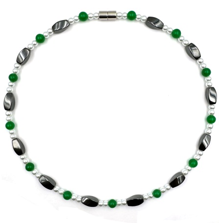 1 PC. Green & Pearl Magnetic Necklace #MN-0043GR