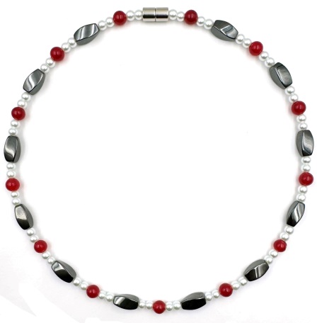 1 PC. Red and Pearl Magnetic Necklace #MN-0043RD