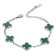 Green 4 Leave Clover Magnetic Stainless-Steel Bracelet #SSB-40GR