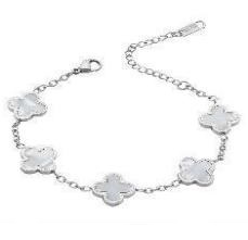 White 4 Leave Clover Magnetic Stainless-Steel Bracelet #SSB-40WH