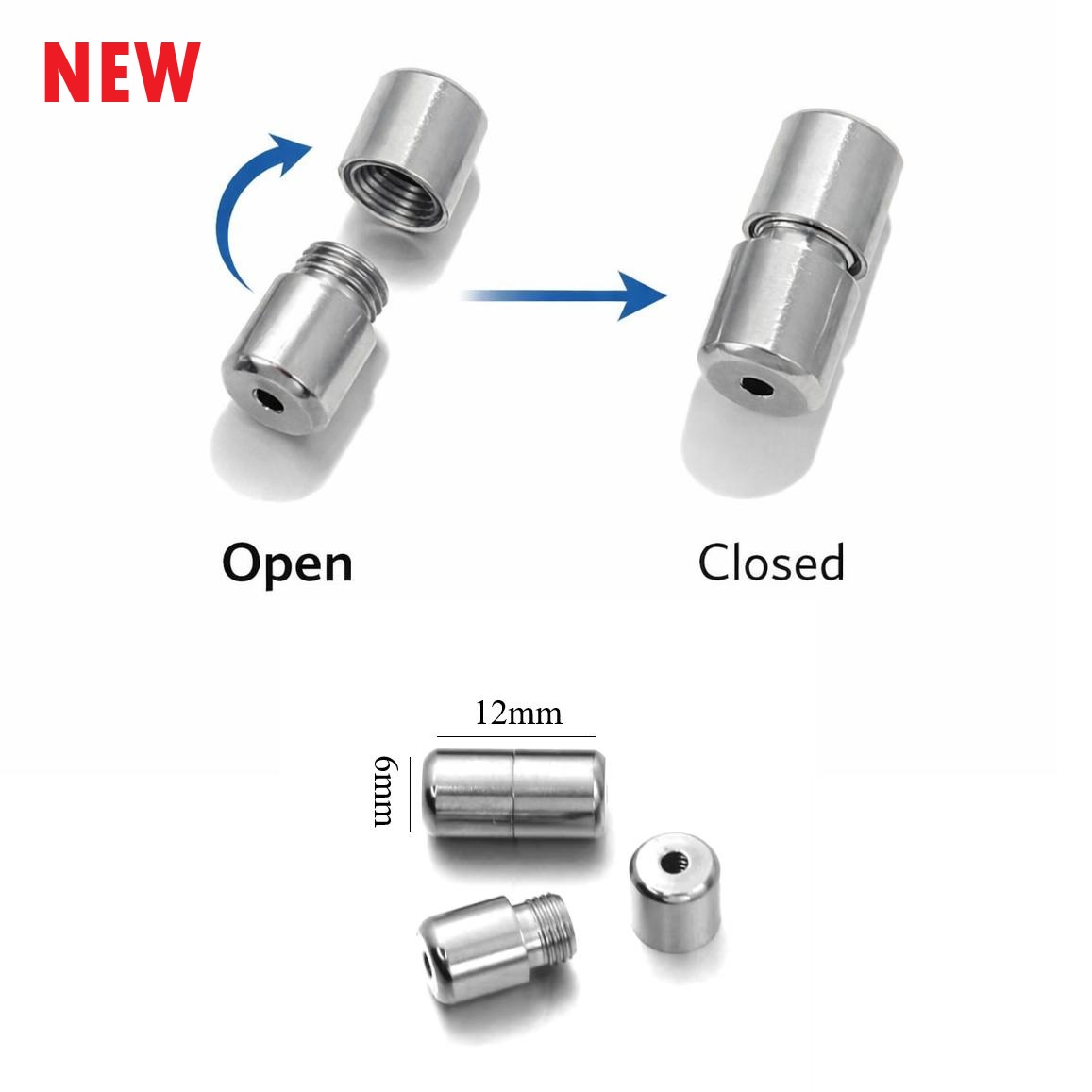 NEW 50 Set 6x12mm Screw Type Stainless-Steel Clasps (Non-Magnetic) #SSClasp6x12